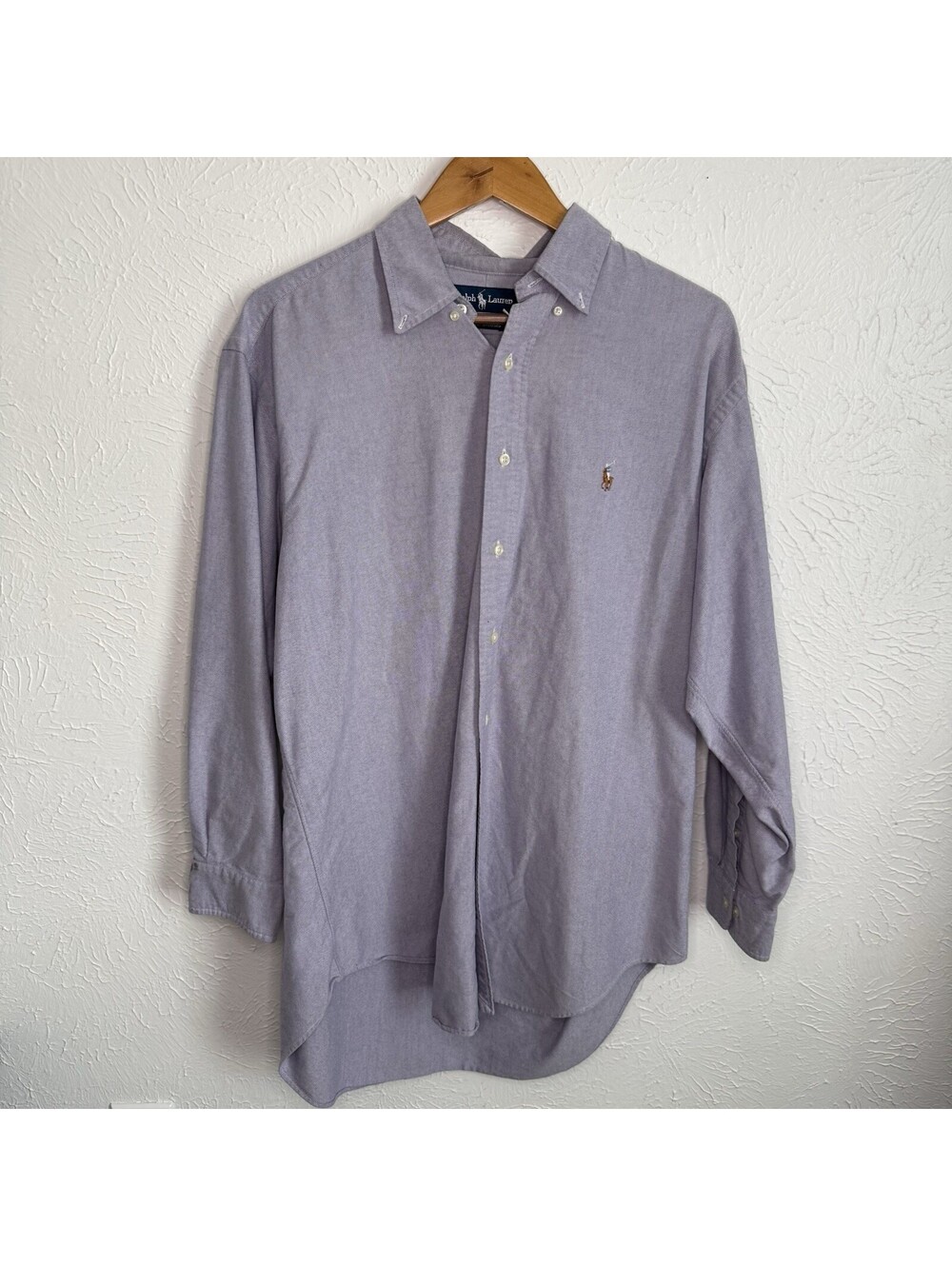 Vintage 90s Ralph Lauren Yarmouth Oxford Lavender Long Sleeve Shirt Men's Large